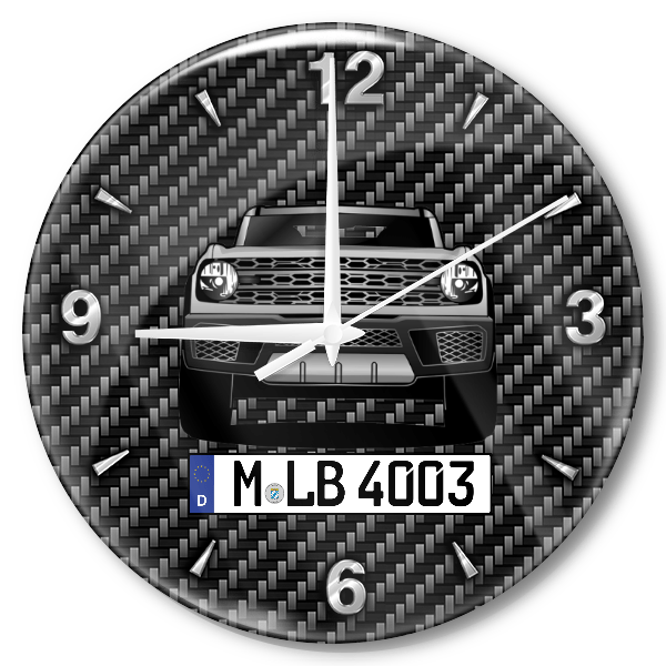 Bronco Sport Wanduhr personalisiert mit Auto u. Kennzeichen! M, Carbon Design