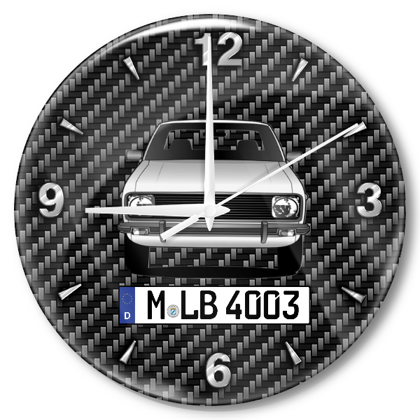 Escort Coupe Wanduhr personalisiert mit Auto u. Kennzeichen! M, Carbon Design