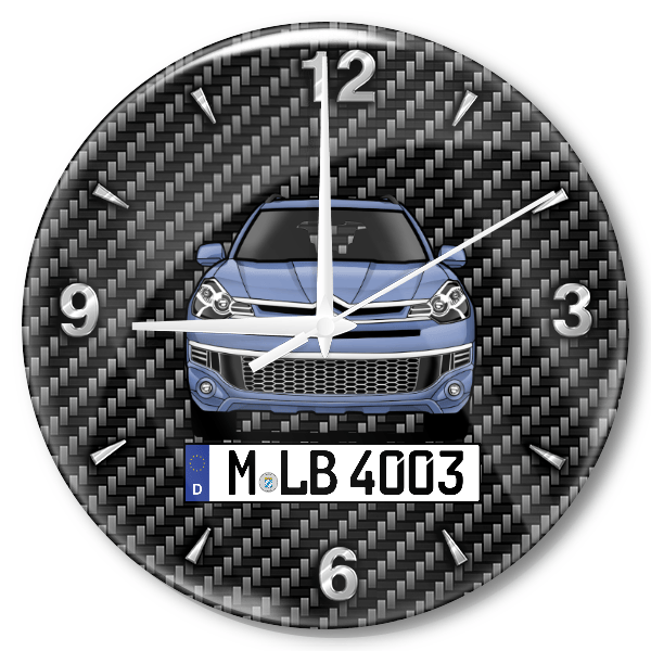 C Crosser Wanduhr personalisiert mit Auto u. Kennzeichen! M, Carbon Design