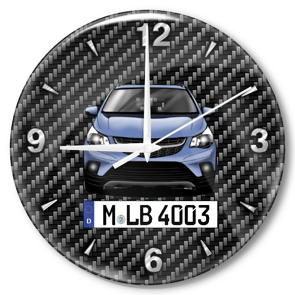 Karl Rocks Wanduhr personalisiert mit Auto u. Kennzeichen! M, Carbon Design