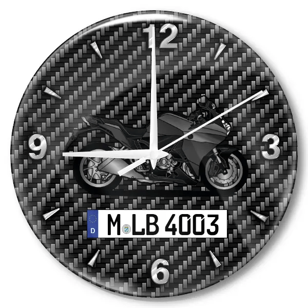VFR 1200 F Wanduhr personalisiert mit Motorrad u. Kennzeichen! M, Carbon Design