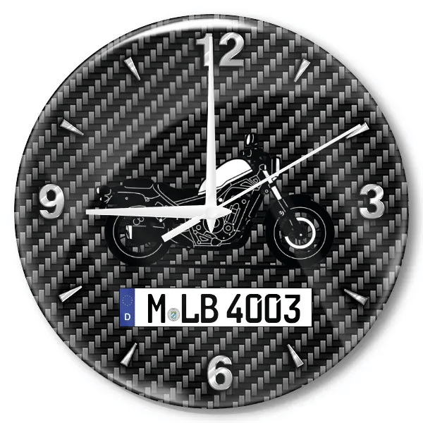 CMX 500 Rebel Wanduhr personalisiert mit Motorrad u. Kennzeichen! M, Carbon Design