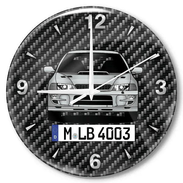 Impreza WRX STI Wanduhr personalisiert mit Auto u. Kennzeichen! M, Carbon Design