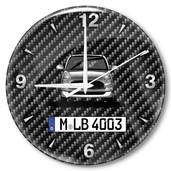 Trevis Wanduhr personalisiert mit Auto u. Kennzeichen! M, Carbon Design