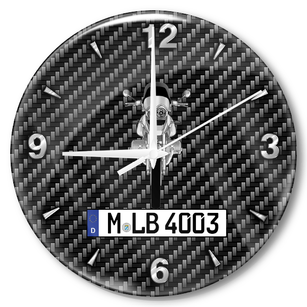 R 1150 GS Wanduhr personalisiert mit Motorrad u. Kennzeichen! M, Carbon Design
