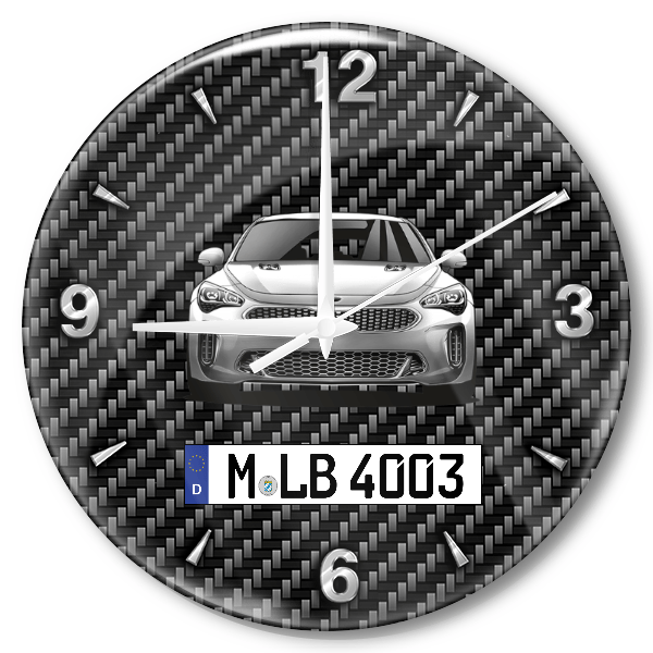 Stinger Wanduhr personalisiert mit Auto u. Kennzeichen! M, Carbon Design