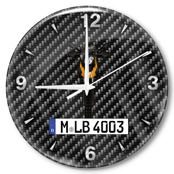G 650 GS Wanduhr personalisiert mit Motorrad u. Kennzeichen! M, Carbon Design