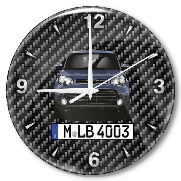 Soul Wanduhr personalisiert mit Auto u. Kennzeichen! M, Carbon Design