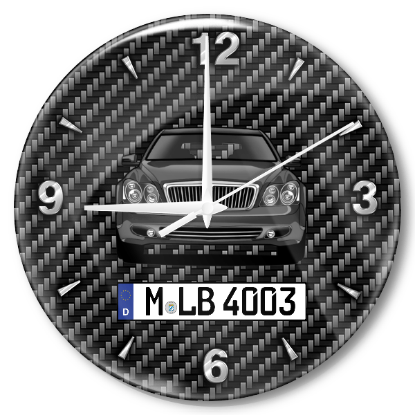 62 Wanduhr personalisiert mit Auto u. Kennzeichen! M, Carbon Design