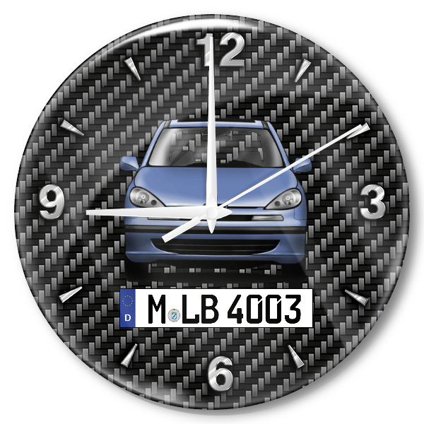807 Wanduhr personalisiert mit Auto u. Kennzeichen! M, Carbon Design