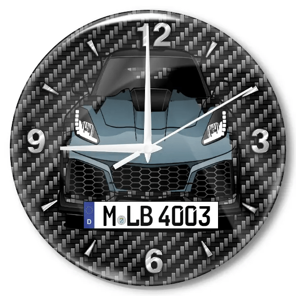 Corvette ZR1 Wanduhr personalisiert mit Auto u. Kennzeichen! M, Carbon Design