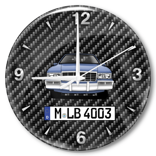 Deville Wanduhr personalisiert mit Auto u. Kennzeichen! M, Carbon Design
