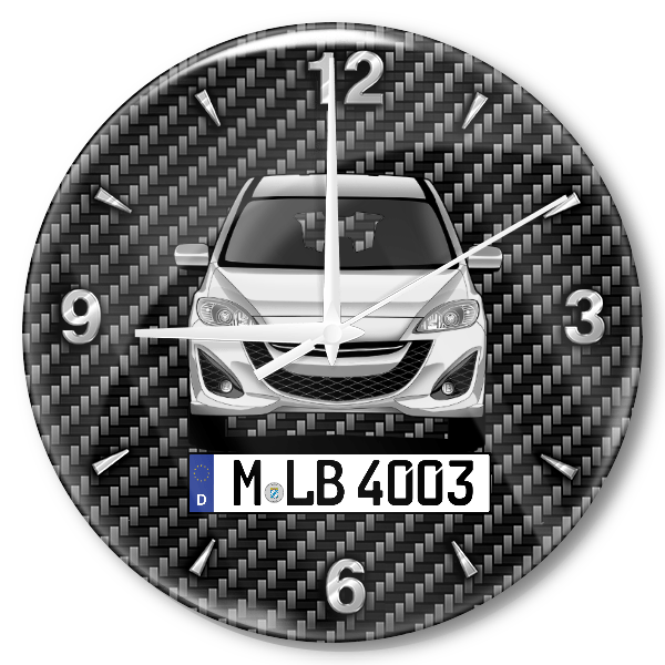 5 Wanduhr personalisiert mit Auto u. Kennzeichen! M, Carbon Design