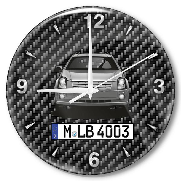 SRX Wanduhr personalisiert mit Auto u. Kennzeichen! M, Carbon Design