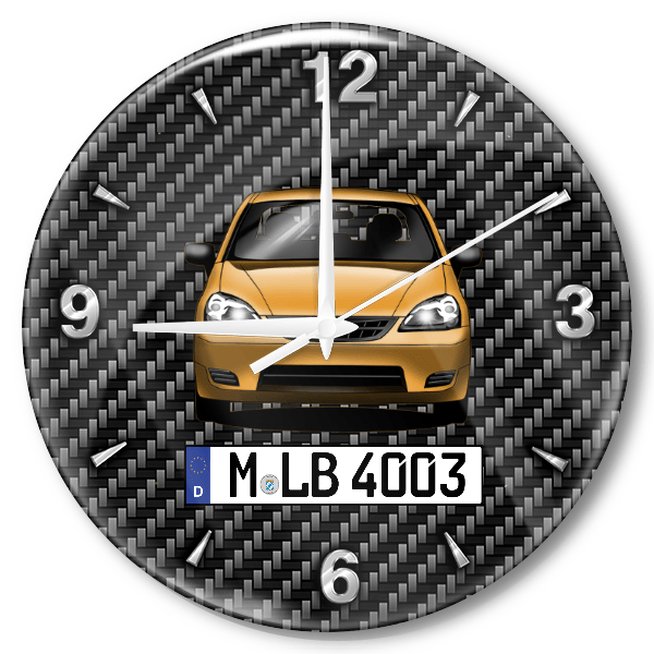 Liana Wanduhr personalisiert mit Auto u. Kennzeichen! M, Carbon Design