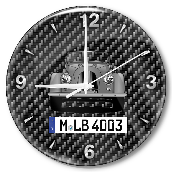 4/4 Wanduhr personalisiert mit Auto u. Kennzeichen! M, Carbon Design
