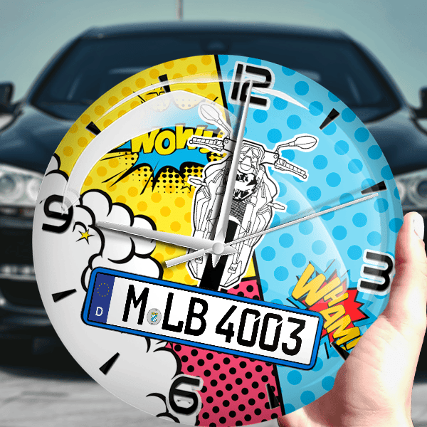 F 900 R Wanduhr personalisiert mit Motorrad u. Kennzeichen! M, Comic Design 1