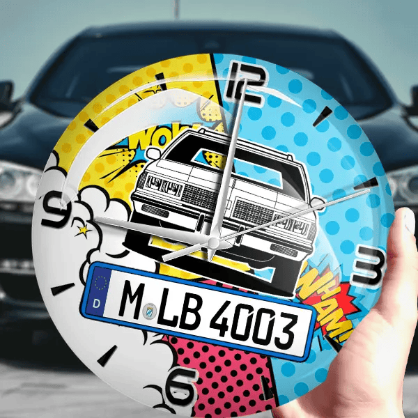 Custom Cruiser Wanduhr personalisiert mit Auto u. Kennzeichen! M, Comic Design 1