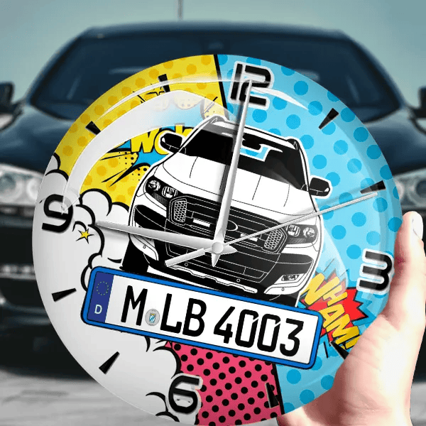 Ranger Wildtrak Wanduhr personalisiert mit Auto u. Kennzeichen! M, Comic Design 1