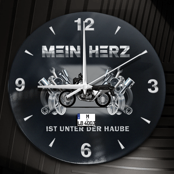 R 80 Wanduhr personalisiert mit Motorrad u. Kennzeichen! M, Tuning Design 2