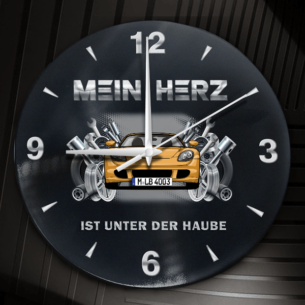 Carrera GT Wanduhr personalisiert mit Auto u. Kennzeichen! M, Tuning Design 2