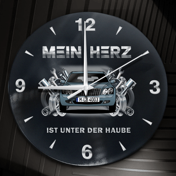 62 S Wanduhr personalisiert mit Auto u. Kennzeichen! M, Tuning Design 2