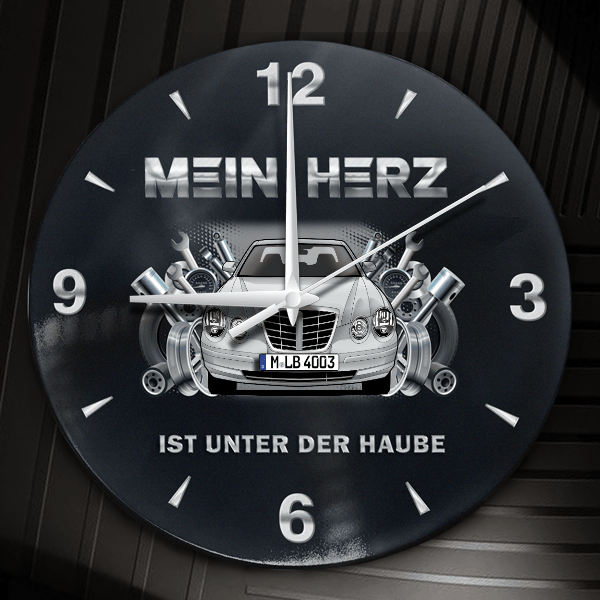 Opirus Wanduhr personalisiert mit Auto u. Kennzeichen! M, Tuning Design 2