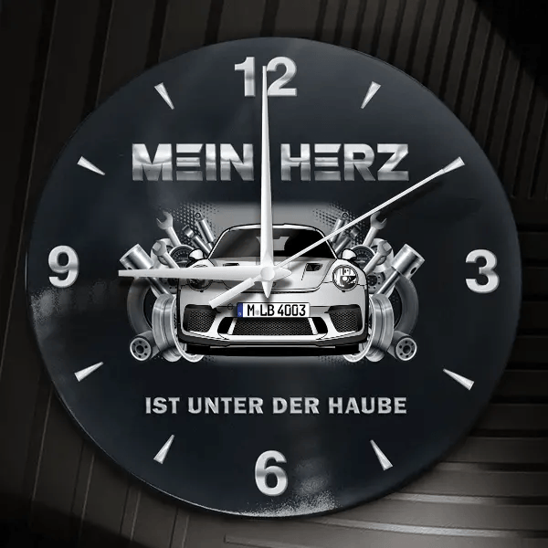 911.2 GT3 RS Wanduhr personalisiert mit Auto u. Kennzeichen! M, Tuning Design 2