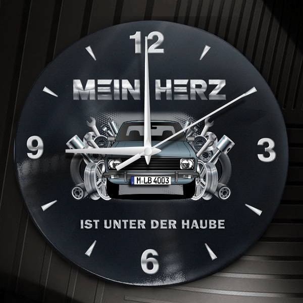 Escort Coupe Wanduhr personalisiert mit Auto u. Kennzeichen! M, Tuning Design 2