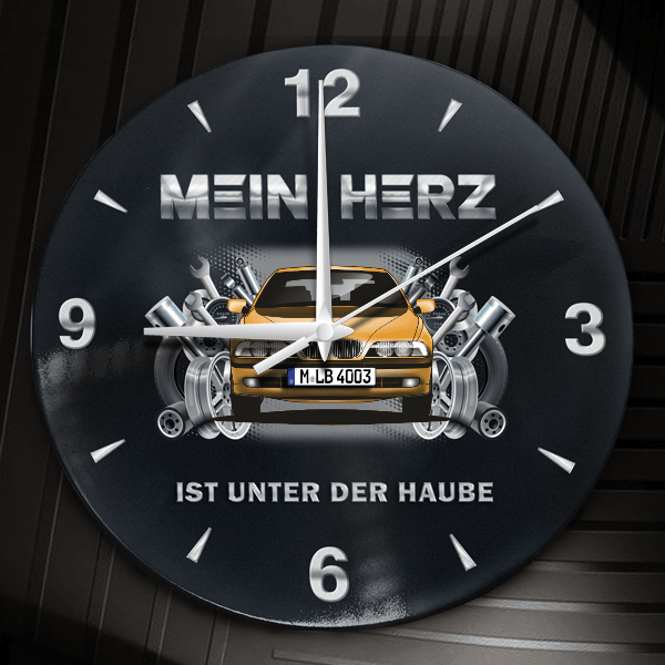 5er Reihe Limousine Wanduhr personalisiert mit Auto u. Kennzeichen! M, Tuning Design 2