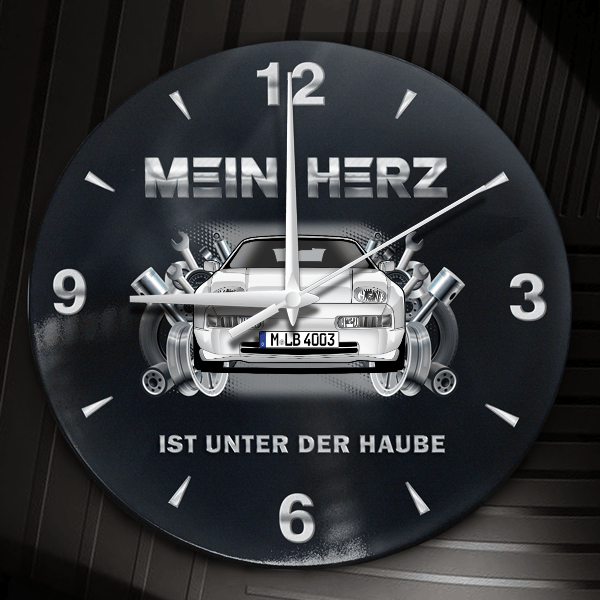 928 Fastback Wanduhr personalisiert mit Auto u. Kennzeichen! M, Tuning Design 2