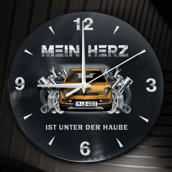 C6 Wanduhr personalisiert mit Auto u. Kennzeichen! M, Tuning Design 2