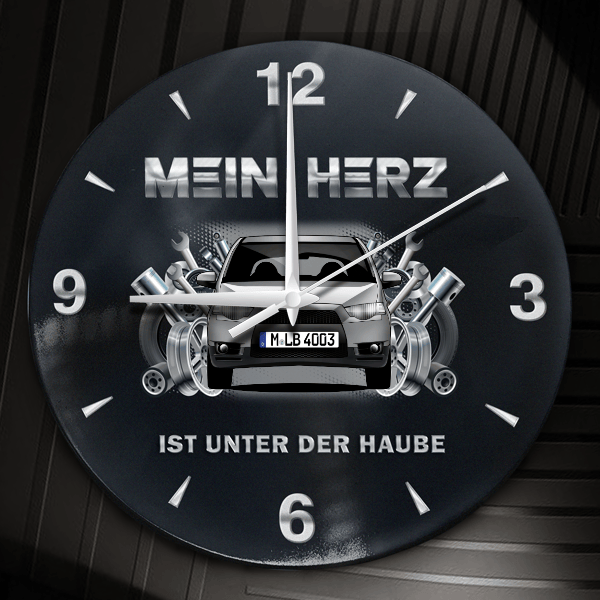 Colt (3-Türer) Wanduhr personalisiert mit Auto u. Kennzeichen! M, Tuning Design 2