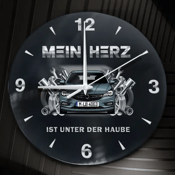 Astra (5-Türer) Wanduhr personalisiert mit Auto u. Kennzeichen! M, Tuning Design 2