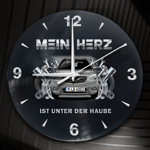 Crossland X Wanduhr personalisiert mit Auto u. Kennzeichen! M, Tuning Design 2