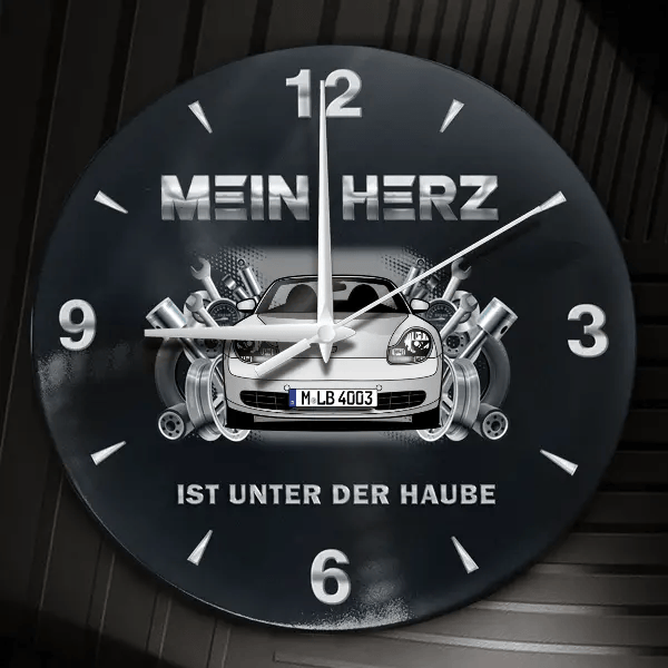 Boxter Wanduhr personalisiert mit Auto u. Kennzeichen! M, Tuning Design 2