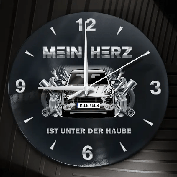 Macan GTS Wanduhr personalisiert mit Auto u. Kennzeichen! M, Tuning Design 2
