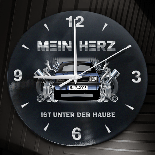 Ascona Caravan Wanduhr personalisiert mit Auto u. Kennzeichen! M, Tuning Design 2