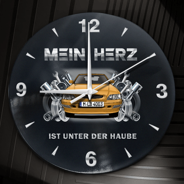 Escort Cabriolet Wanduhr personalisiert mit Auto u. Kennzeichen! M, Tuning Design 2
