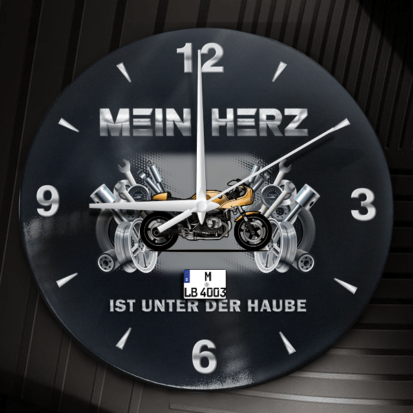 R Ninet Racer Wanduhr personalisiert mit Motorrad u. Kennzeichen! M, Tuning Design 2