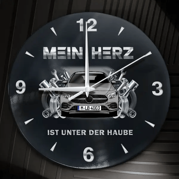 A250 e Wanduhr personalisiert mit Auto u. Kennzeichen! M, Tuning Design 2