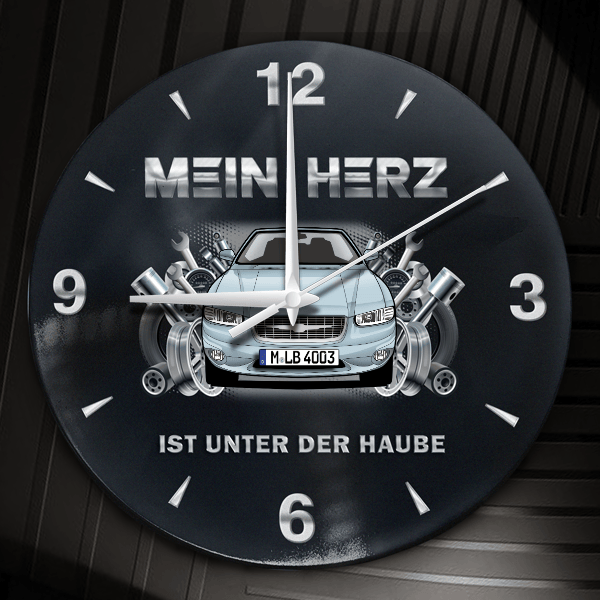 Stratus Cabriolet Wanduhr personalisiert mit Auto u. Kennzeichen! M, Tuning Design 2