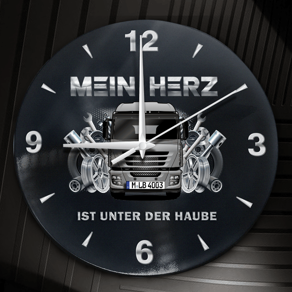 Stralis Wanduhr personalisiert mit LKW u. Kennzeichen! M, Tuning Design 2