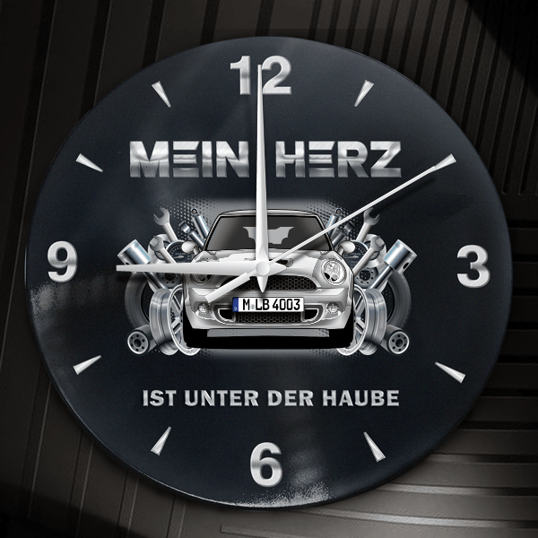 Clubman Cooper SD Wanduhr personalisiert mit Auto u. Kennzeichen! M, Tuning Design 2