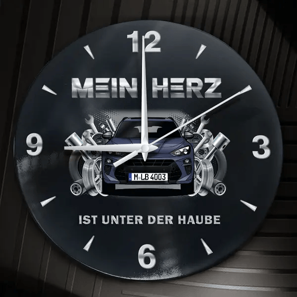 Terramar Wanduhr personalisiert mit Auto u. Kennzeichen! M, Tuning Design 2