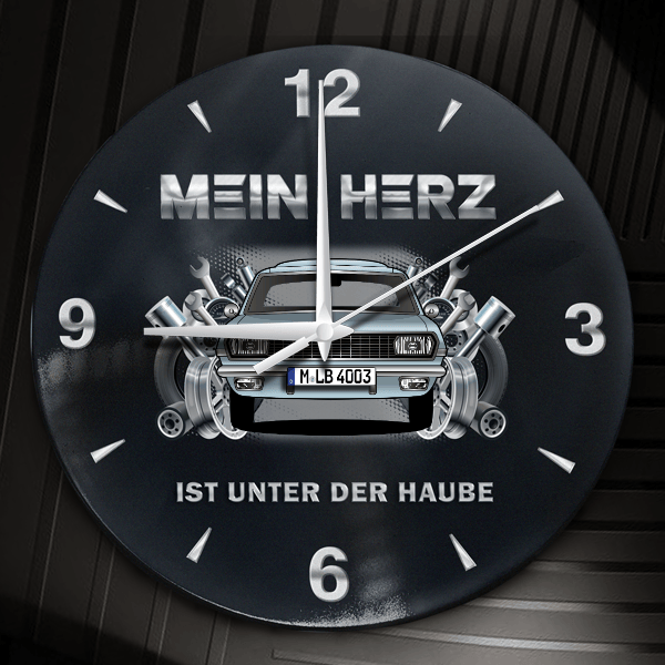 Diplomat Wanduhr personalisiert mit Auto u. Kennzeichen! M, Tuning Design 2