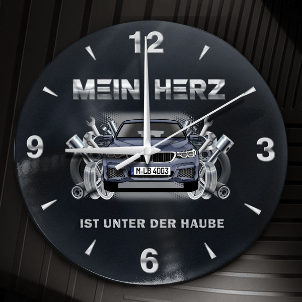 6er Reihe Gran Turismo Wanduhr personalisiert mit Auto u. Kennzeichen! M, Tuning Design 2
