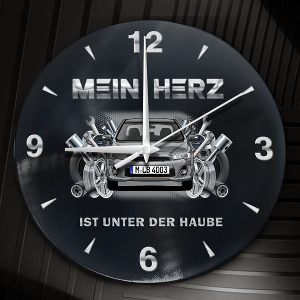 Lancer Limousine Wanduhr personalisiert mit Auto u. Kennzeichen! M, Tuning Design 2