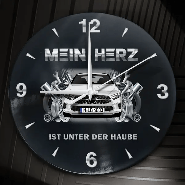A-Klasse Wanduhr personalisiert mit Auto u. Kennzeichen! M, Tuning Design 2