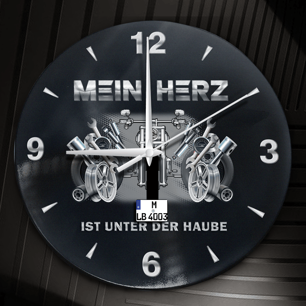 Breakout Wanduhr personalisiert mit Motorrad u. Kennzeichen! M, Tuning Design 2